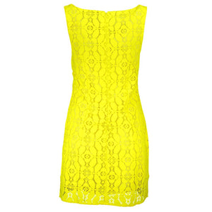 Gelbes ärmelloses Polyesterkleid für Damen