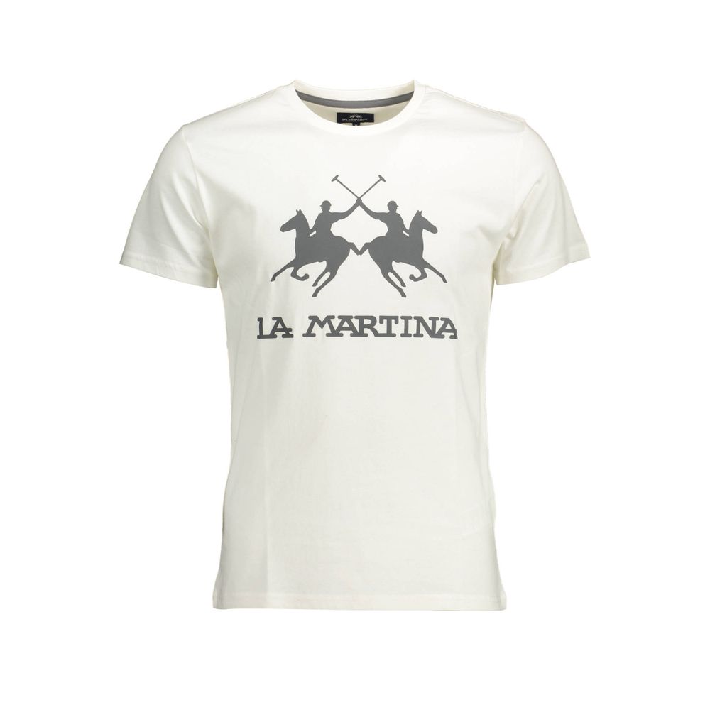 Elegantes weißes Baumwoll-T-Shirt mit Rundhalsausschnitt