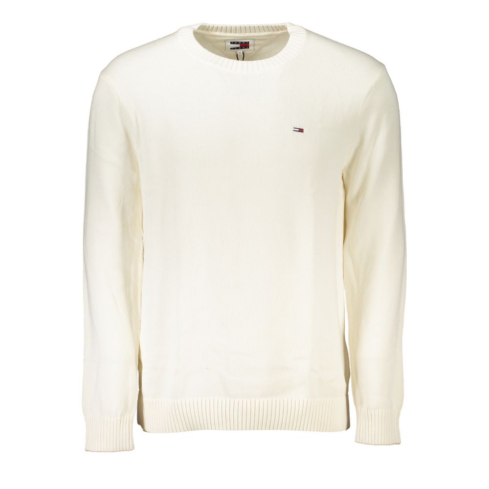 Schicker weißer Baumwollpullover mit Rundhalsausschnitt