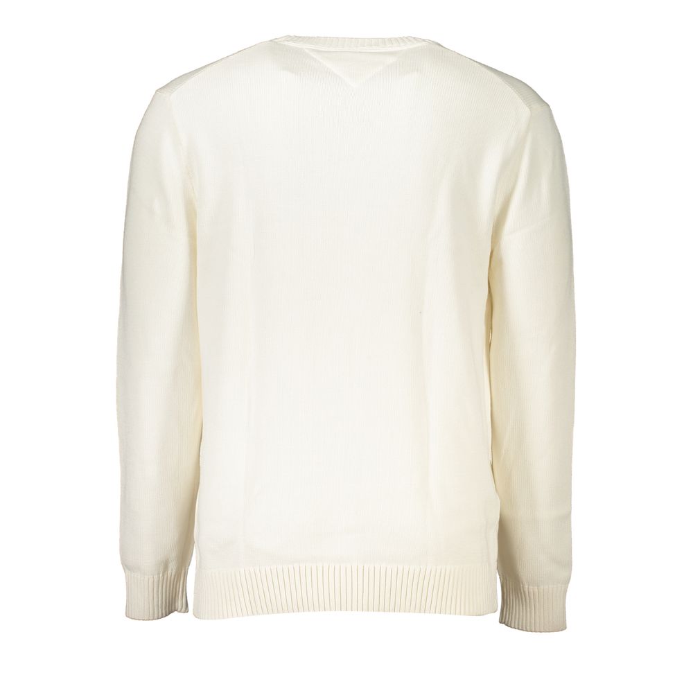 Schicker weißer Baumwollpullover mit Rundhalsausschnitt