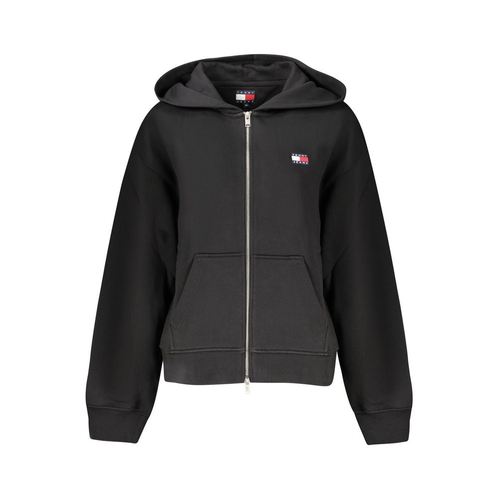 Schwarzer Damen-Hoodie aus Baumwolle