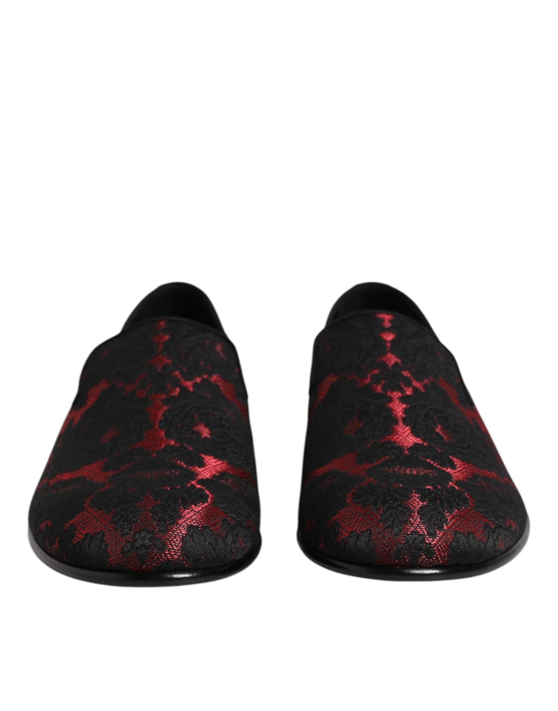 Rot-schwarze Jacquard-Slipper zum Hineinschlüpfen