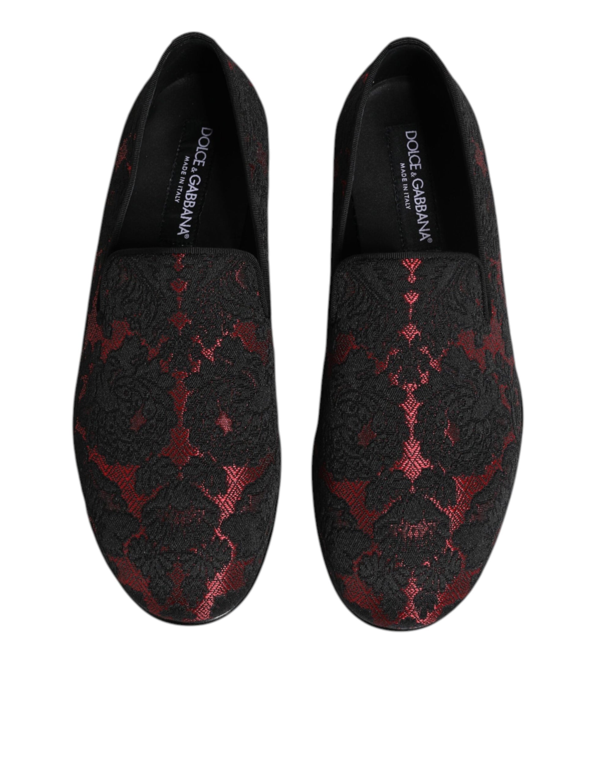 Rot-schwarze Jacquard-Slipper zum Hineinschlüpfen