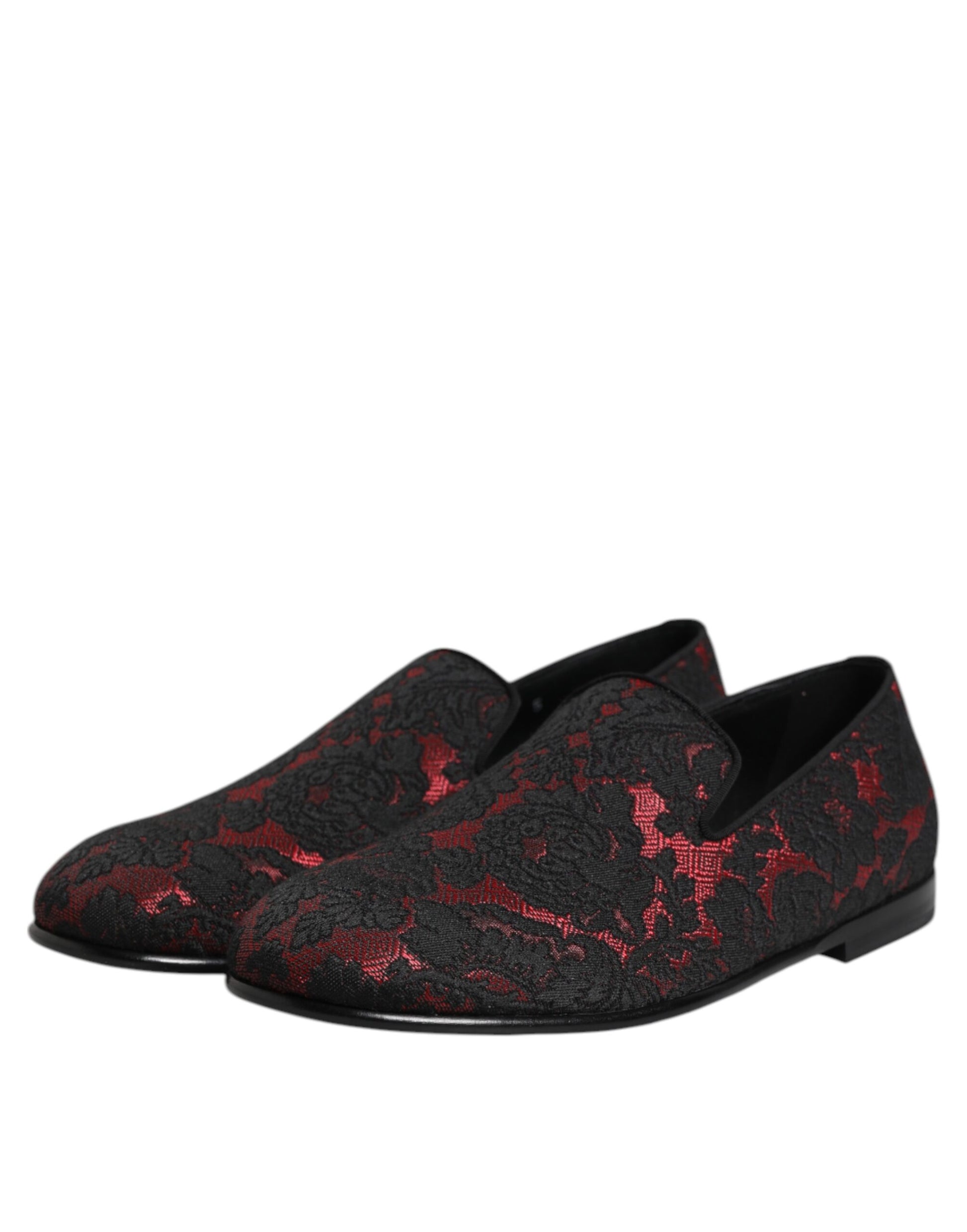 Rot-schwarze Jacquard-Slipper zum Hineinschlüpfen
