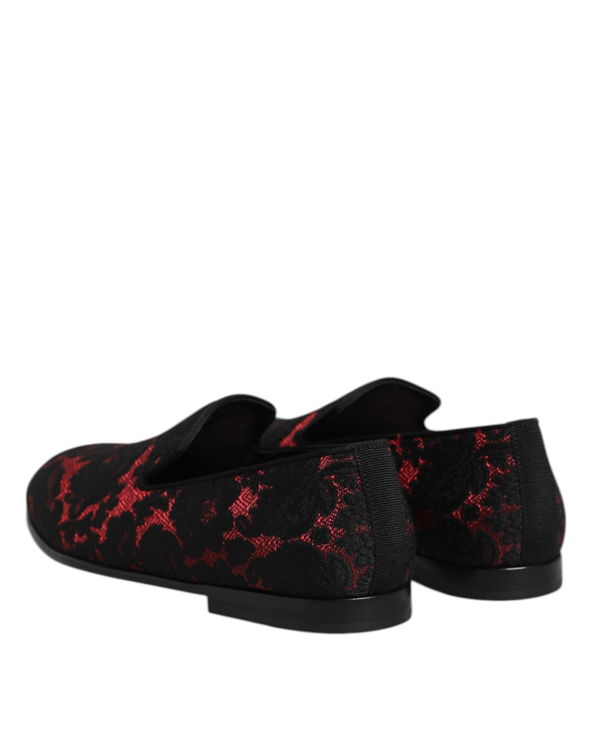 Rot-schwarze Jacquard-Slipper zum Hineinschlüpfen