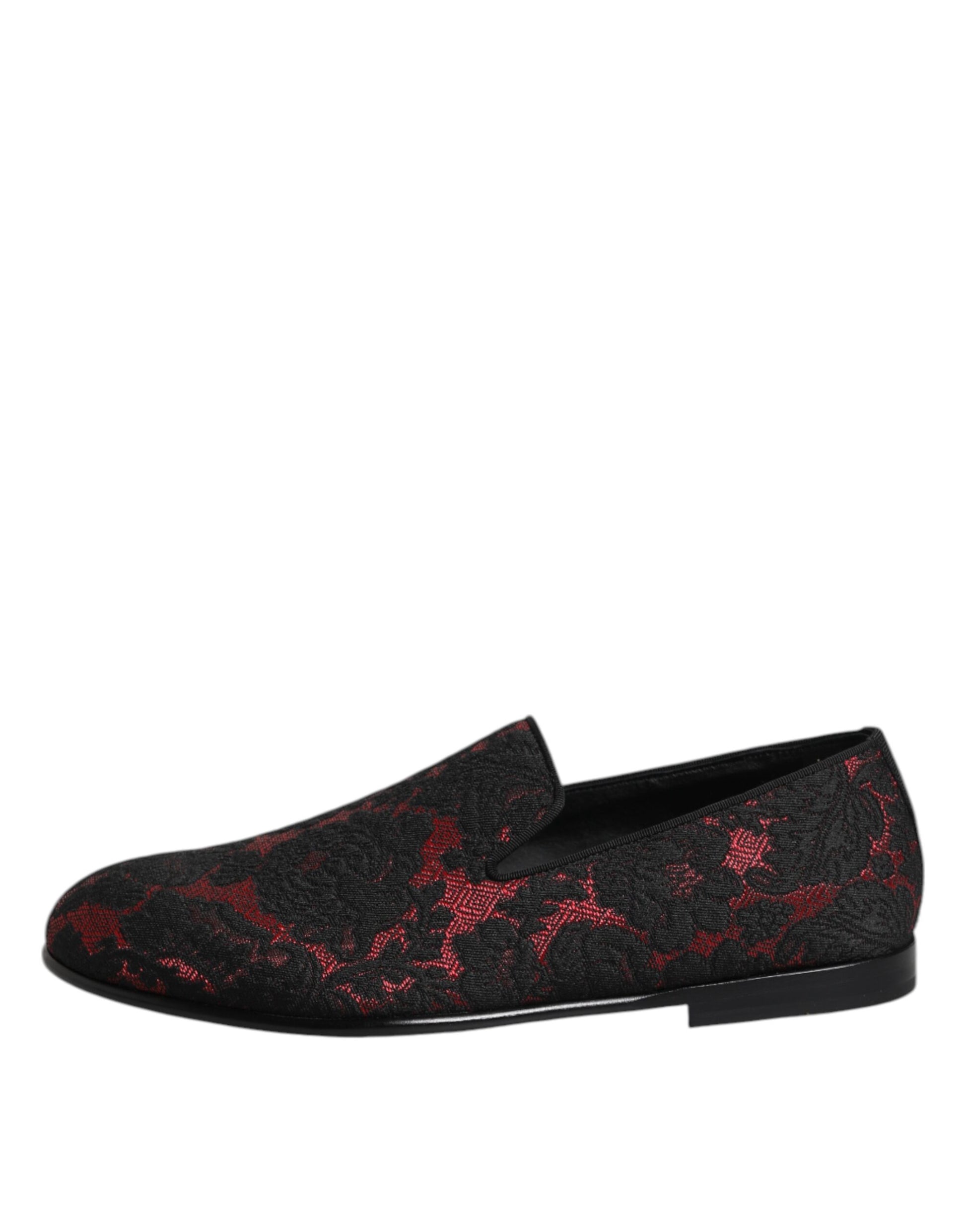 Rot-schwarze Jacquard-Slipper zum Hineinschlüpfen