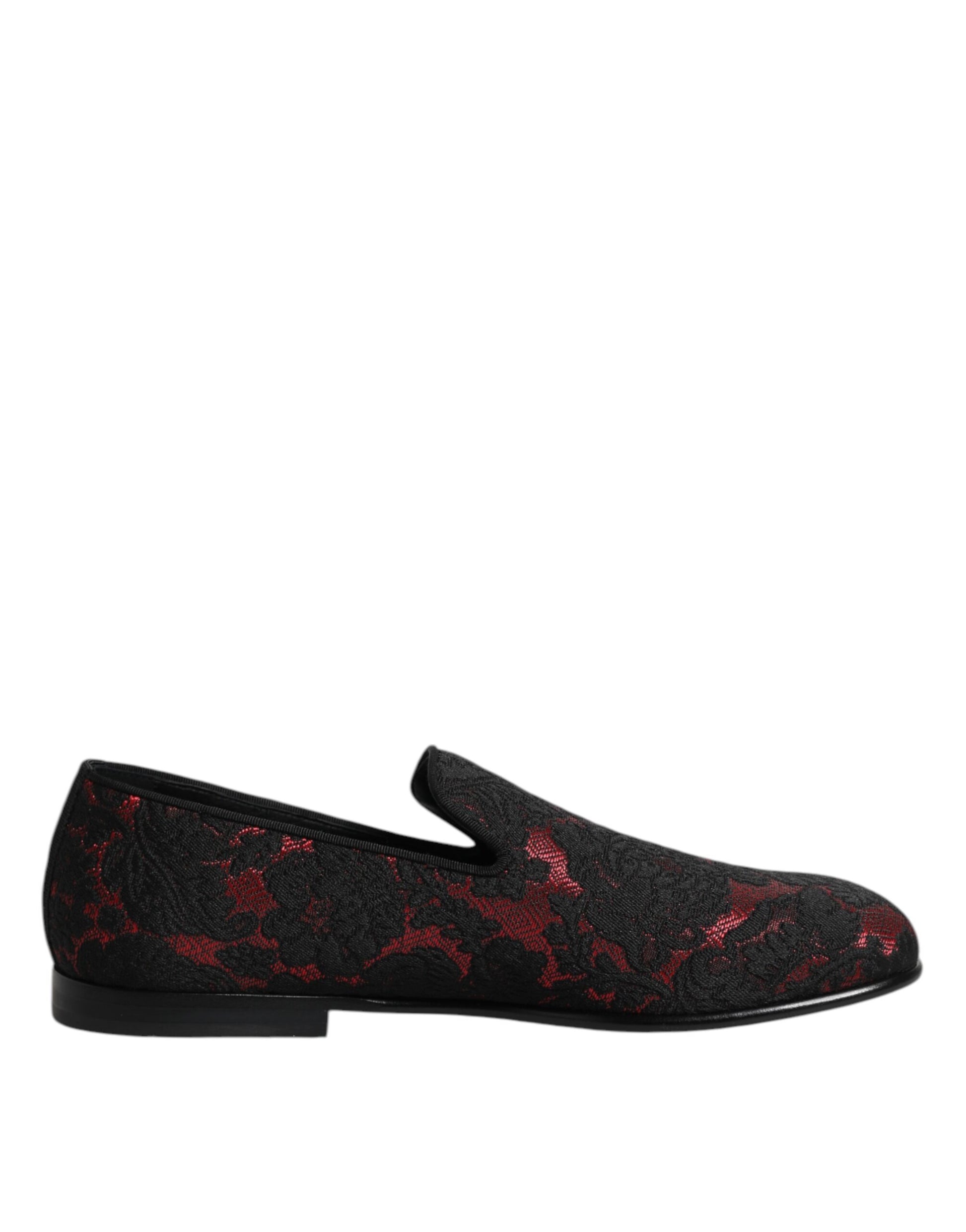 Rot-schwarze Jacquard-Slipper zum Hineinschlüpfen