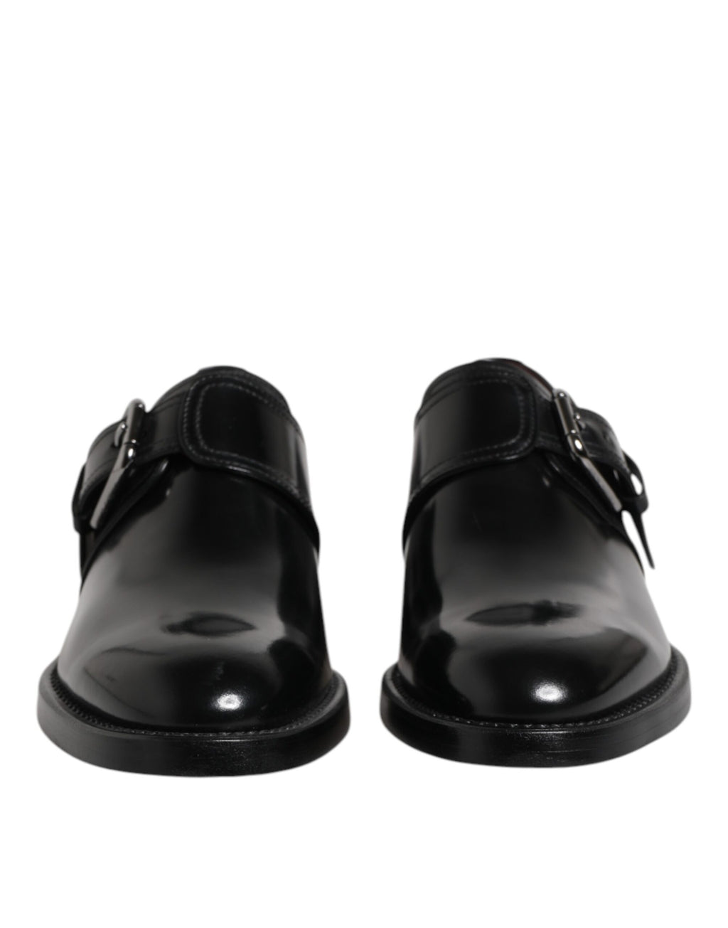 Schwarze formelle Derby-Schuhe aus Leder mit Monkstrap