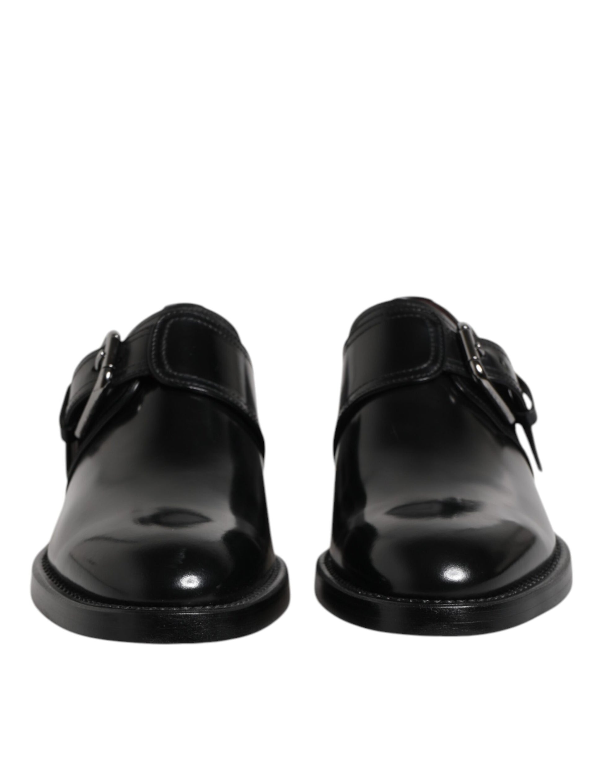 Schwarze formelle Derby-Schuhe aus Leder mit Monkstrap