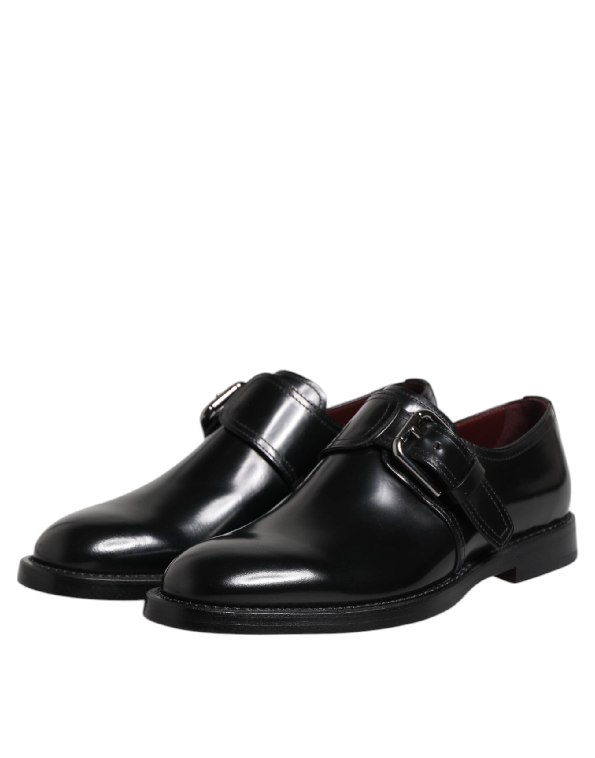 Schwarze formelle Derby-Schuhe aus Leder mit Monkstrap
