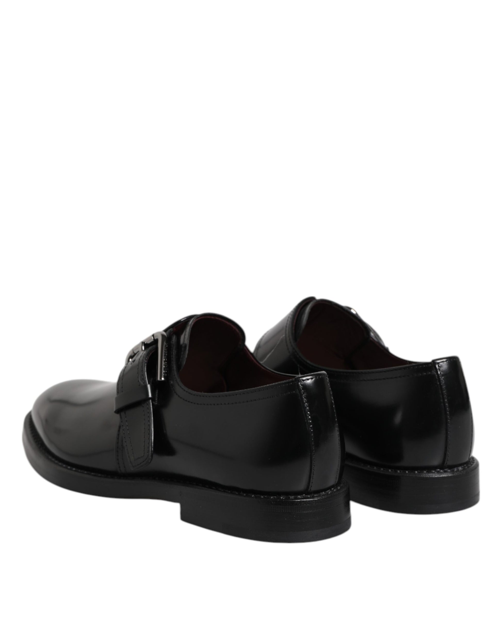Schwarze formelle Derby-Schuhe aus Leder mit Monkstrap