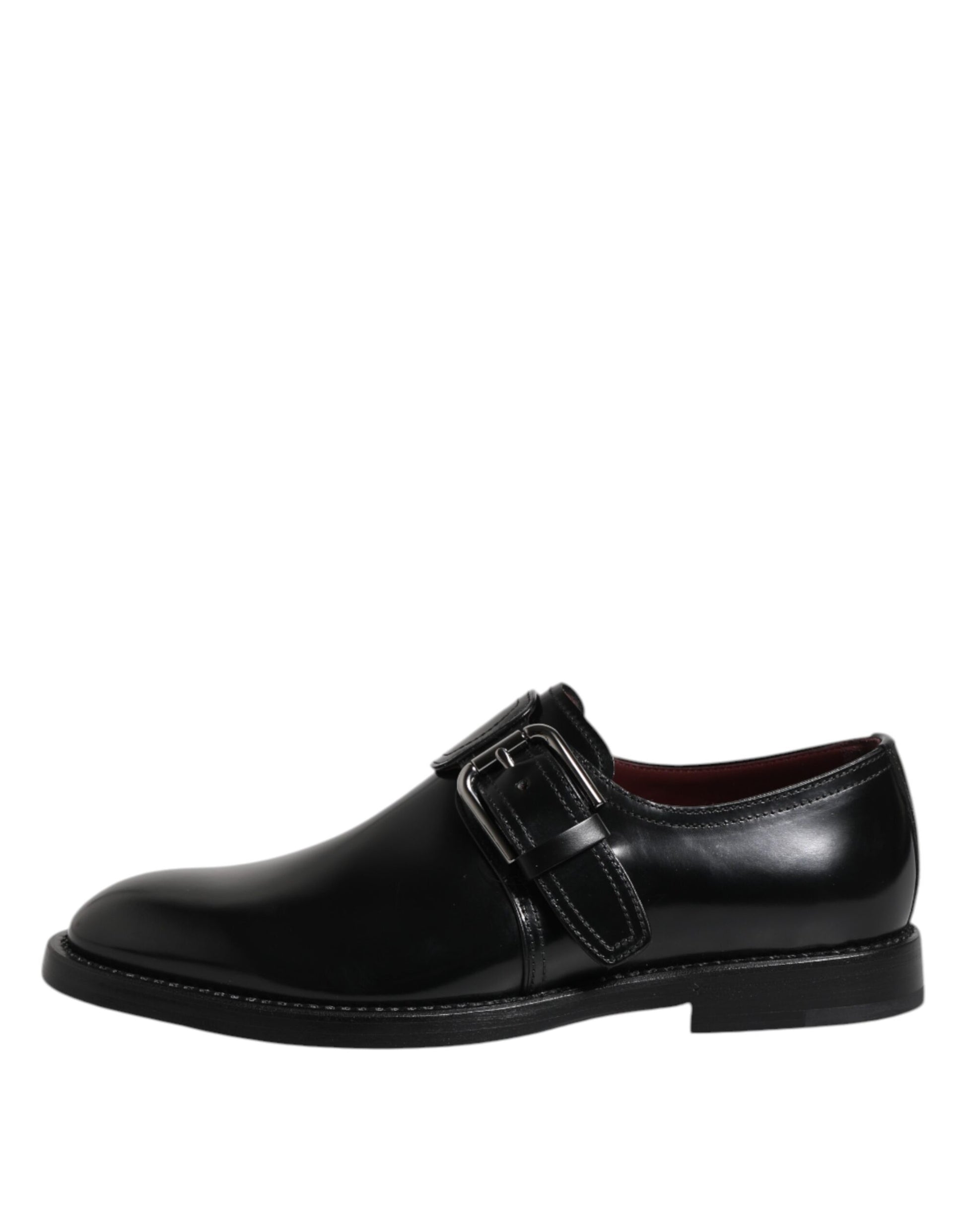 Schwarze formelle Derby-Schuhe aus Leder mit Monkstrap