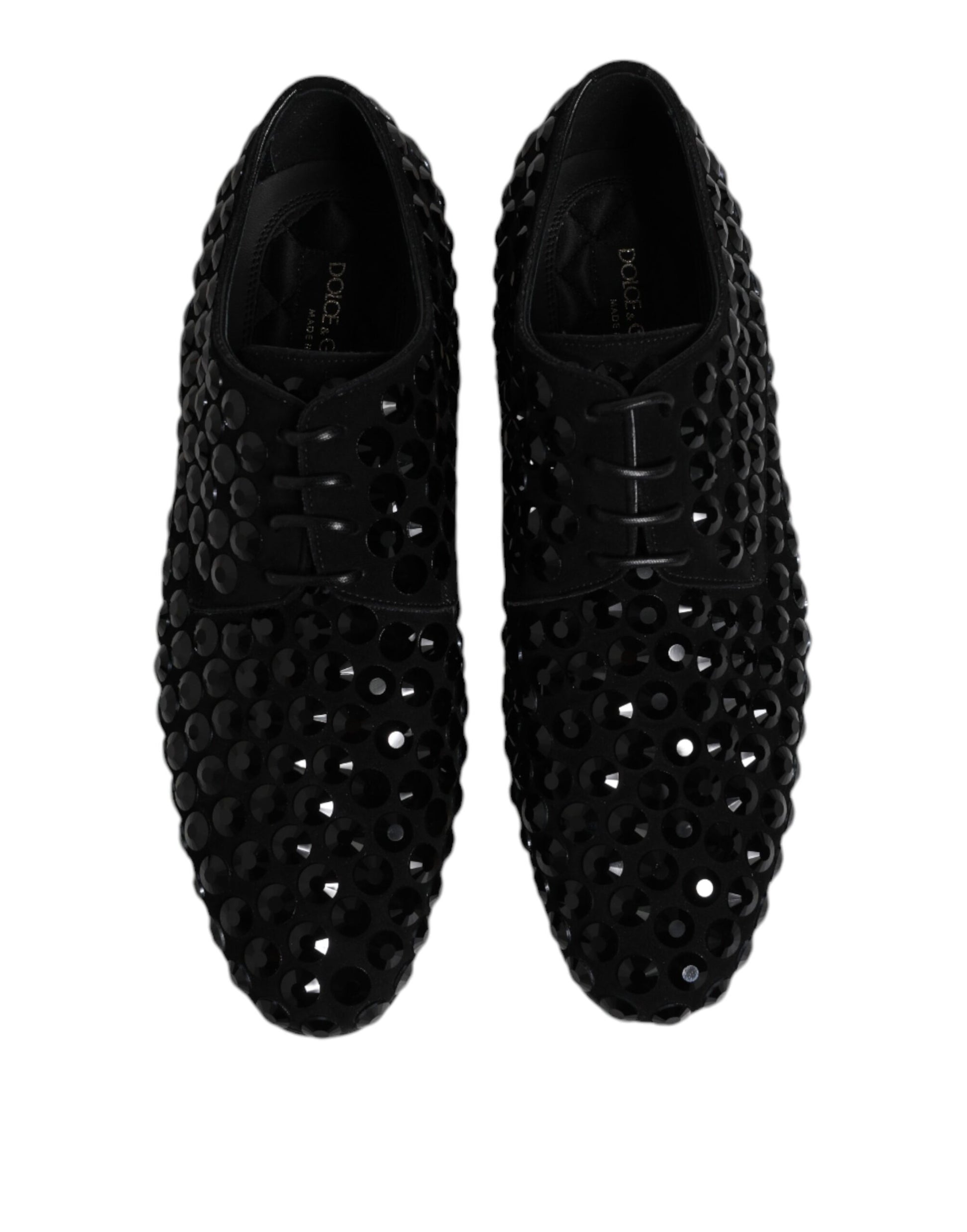 Derby-Schuhe aus schwarzem Wildleder mit Strass
