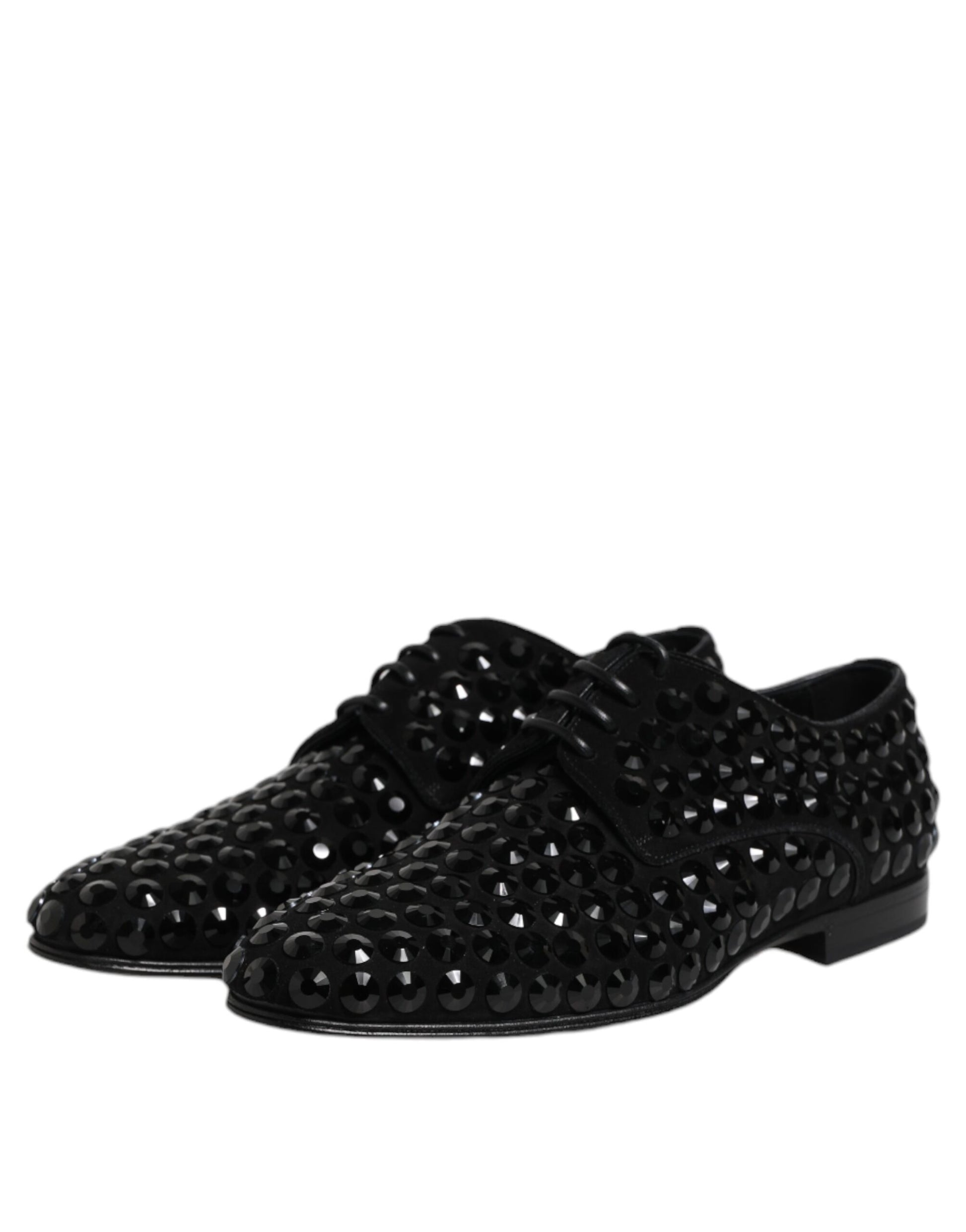 Derby-Schuhe aus schwarzem Wildleder mit Strass