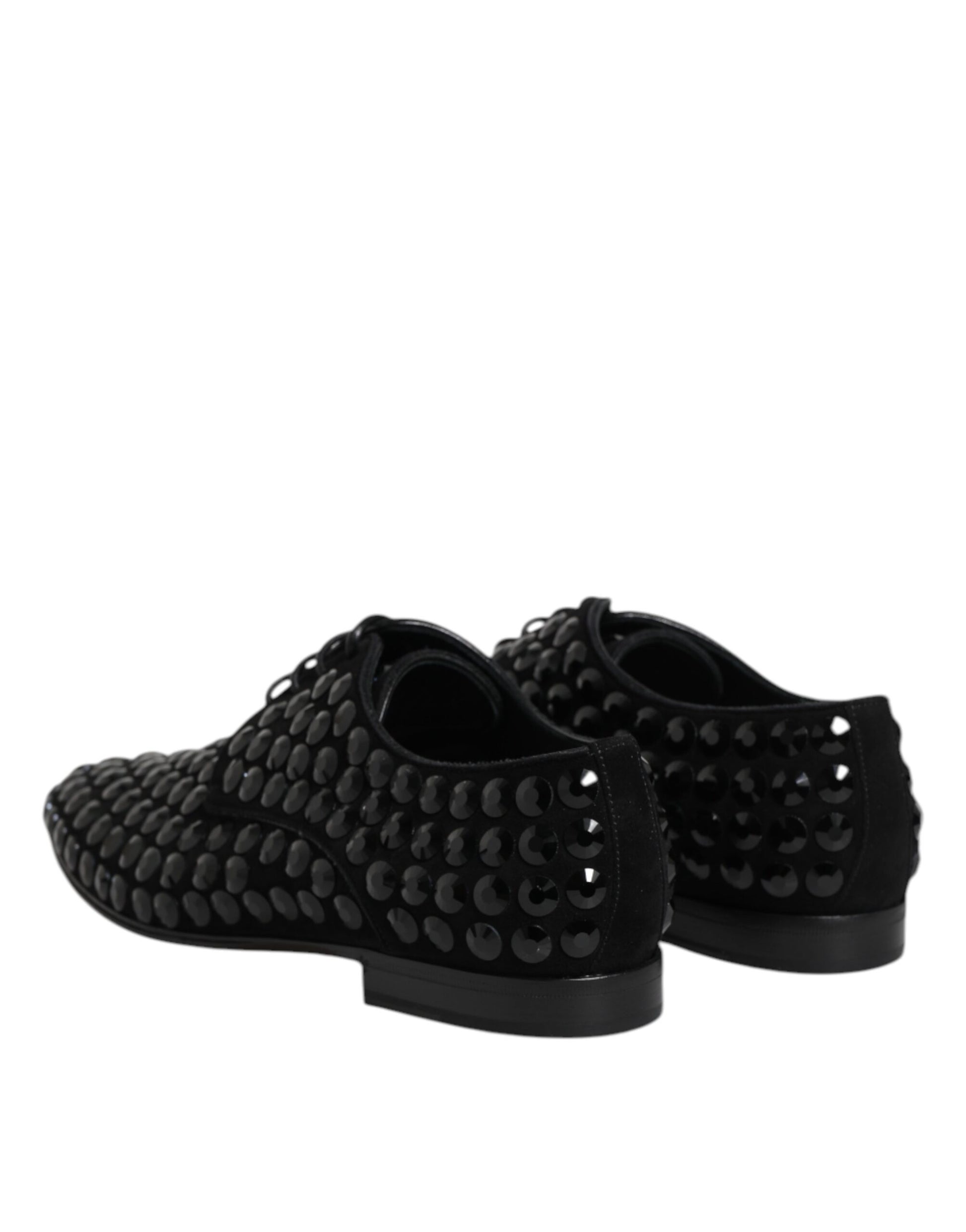 Derby-Schuhe aus schwarzem Wildleder mit Strass