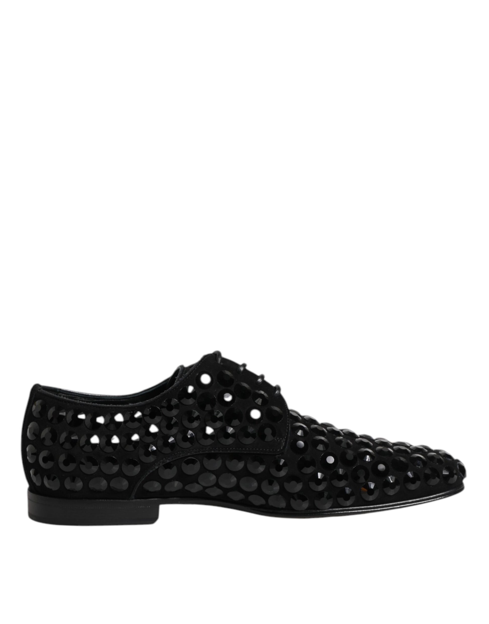 Derby-Schuhe aus schwarzem Wildleder mit Strass