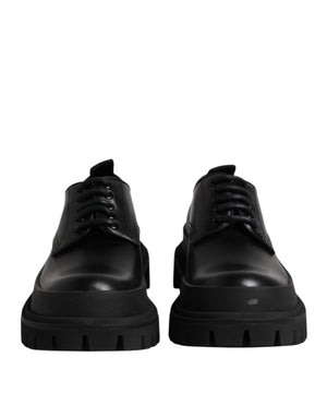 Black Leather Lace Up Derby Men Dress Shoes