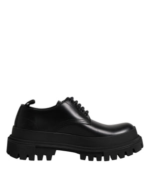 Black Leather Lace Up Derby Men Dress Shoes