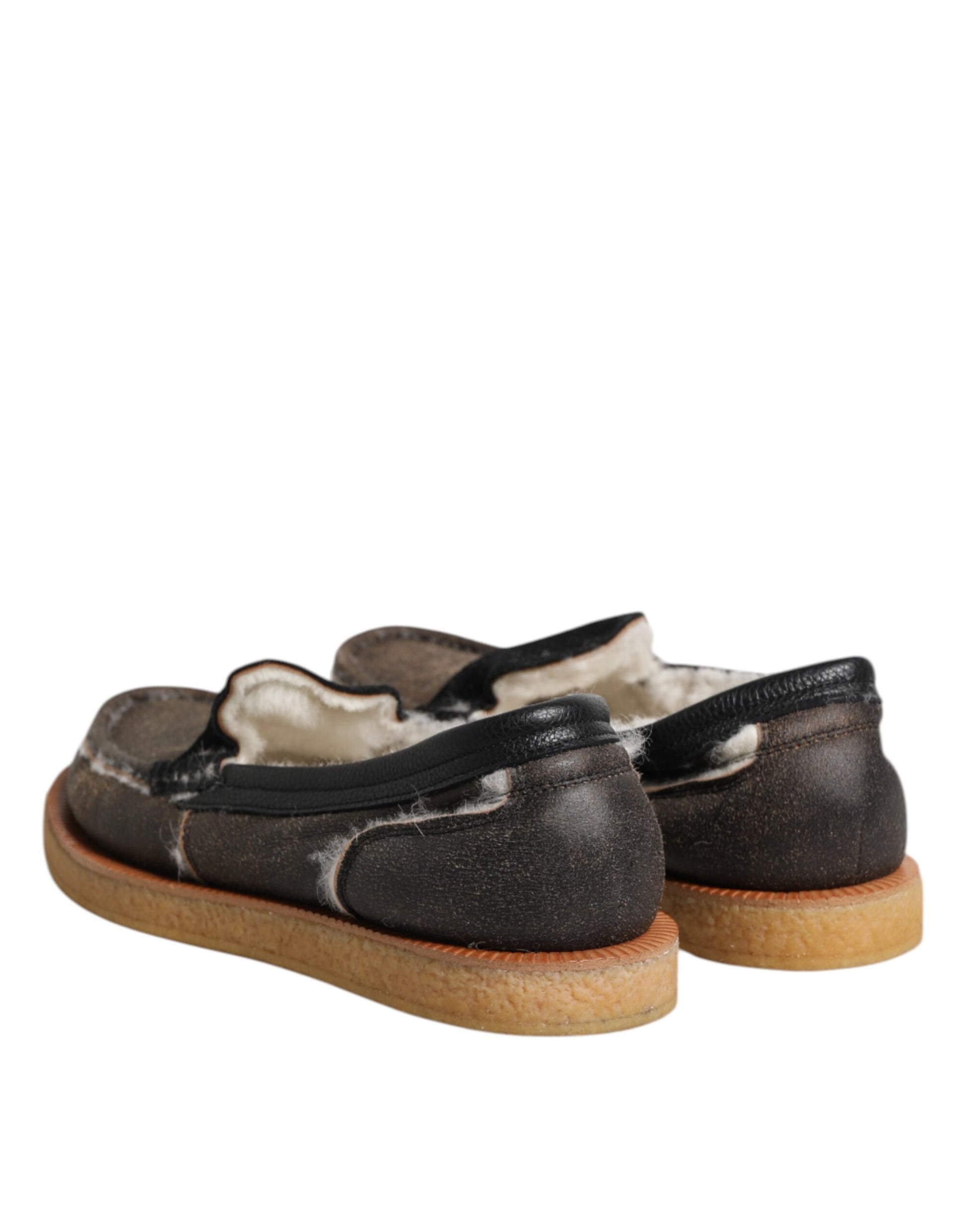 Braune weiße Loafer aus Kalbsleder