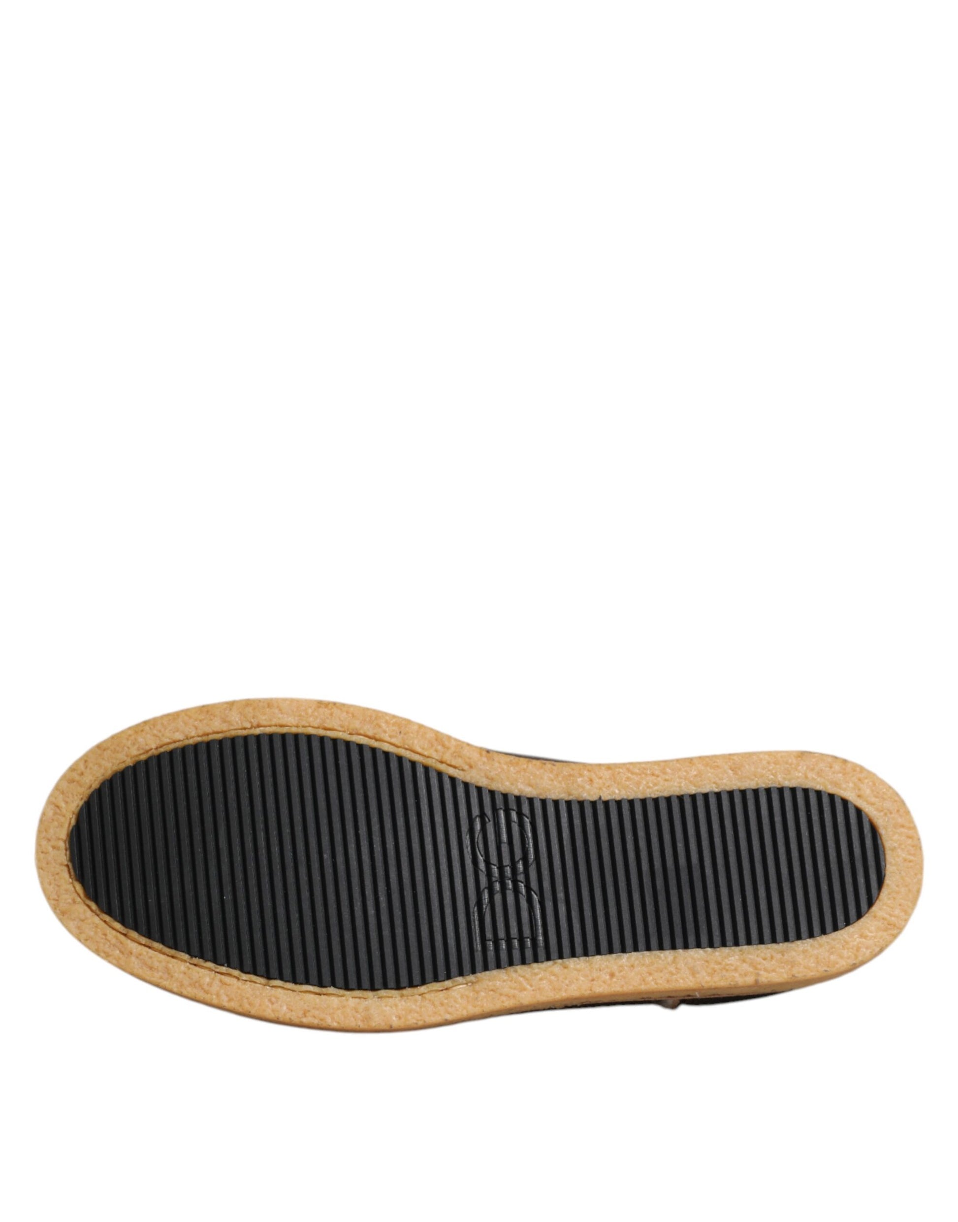 Braune weiße Loafer aus Kalbsleder