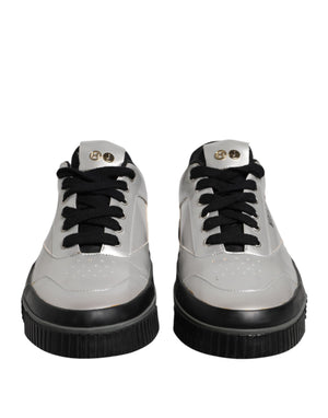 HIDE & JACK Metallic Silver Low Top Lace Up Sneakers Shoes