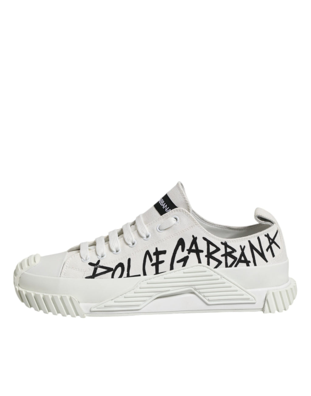 White Logo Print Lace Up Low Top Sneakers Shoes