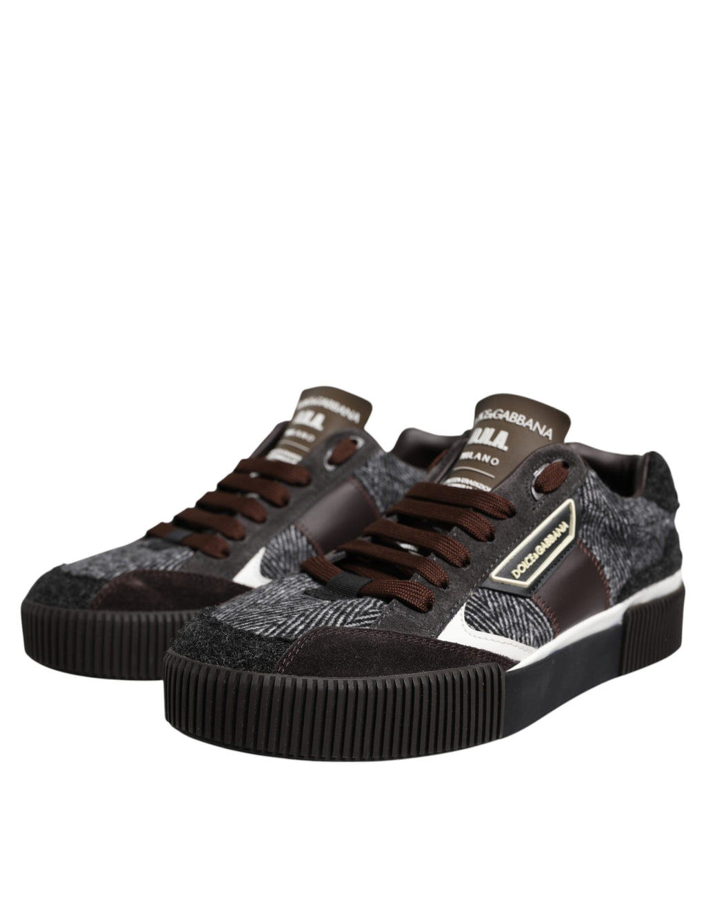 Mehrfarbige Low-Top-Sneakers aus Leder