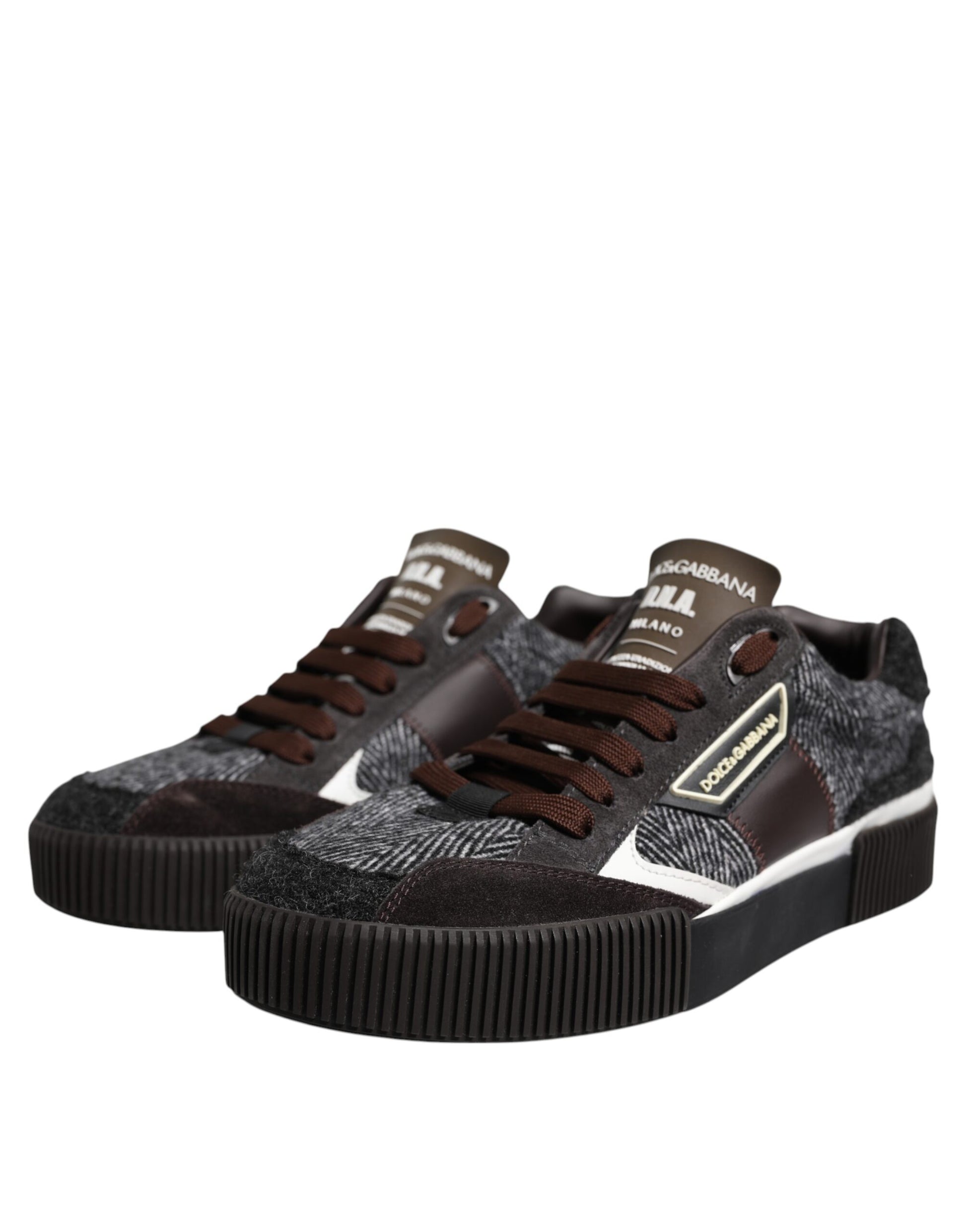 Mehrfarbige Low-Top-Sneakers aus Leder