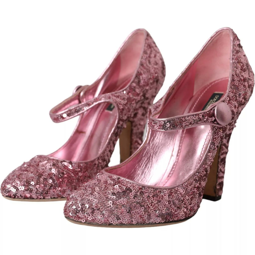 Rosa Pailletten Mary Jane Pumps High Heels Schuhe