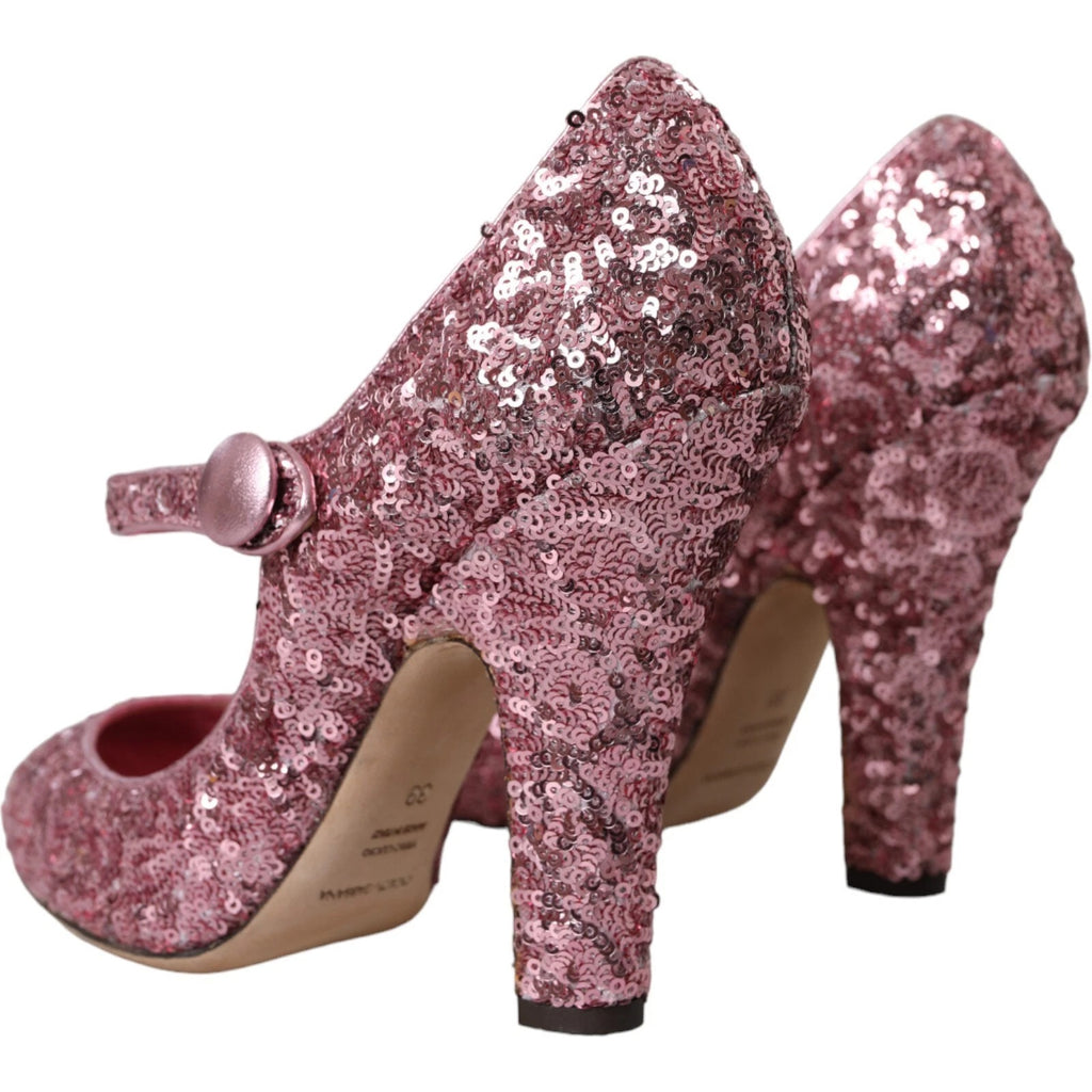Rosa Pailletten Mary Jane Pumps High Heels Schuhe