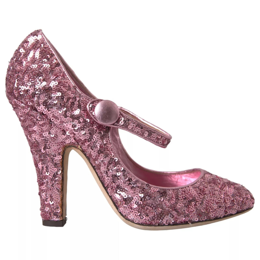 Rosa Pailletten Mary Jane Pumps High Heels Schuhe