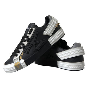 Schwarze niedrige Leder-Sneakers von Portofino Shoes