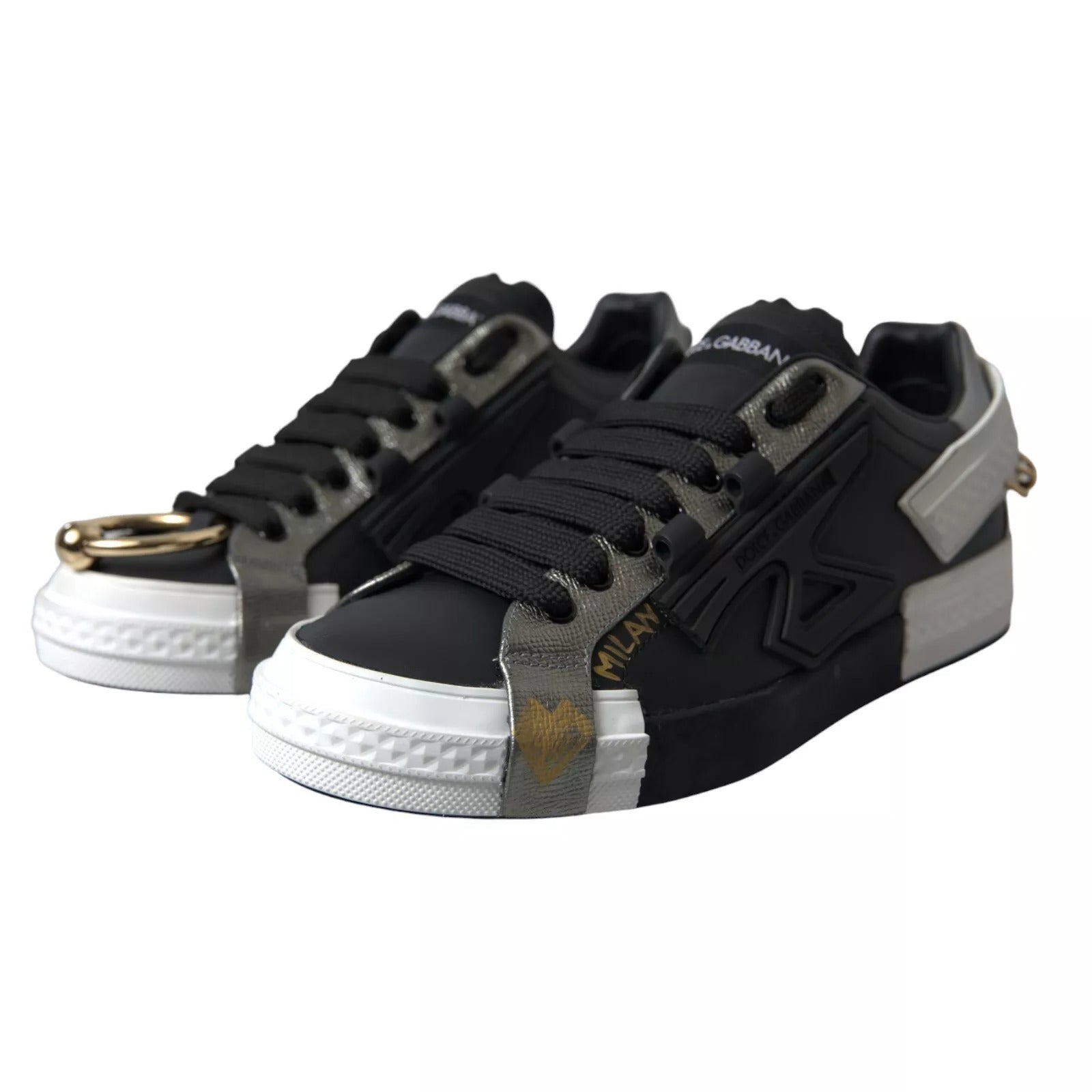 Schwarze niedrige Leder-Sneakers von Portofino Shoes