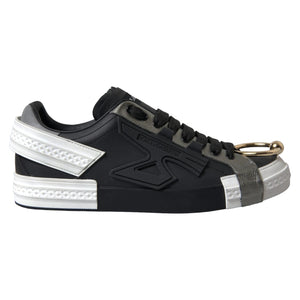 Schwarze niedrige Leder-Sneakers von Portofino Shoes