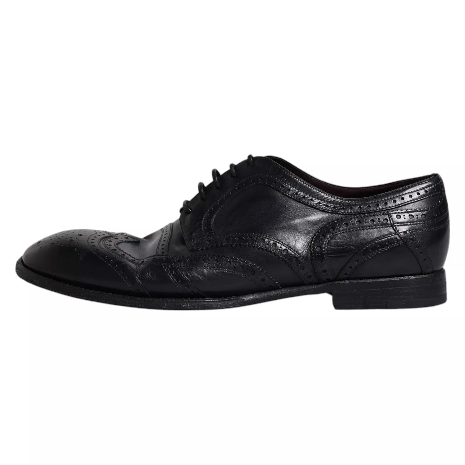 Dunkelblaue Derby-Schuhe aus Leder mit Flügelkappe