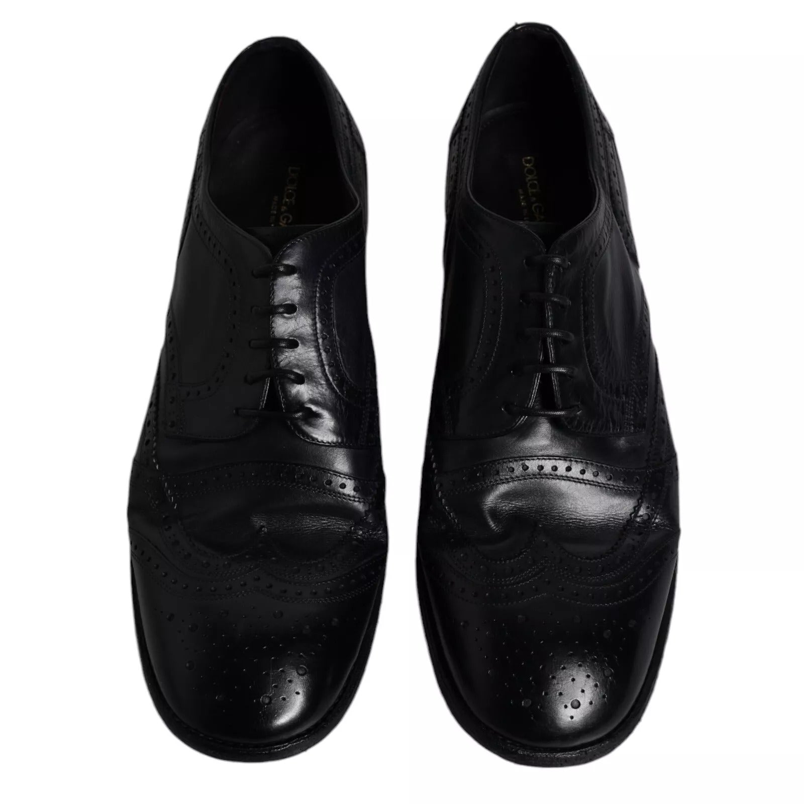 Dunkelblaue Derby-Schuhe aus Leder mit Flügelkappe