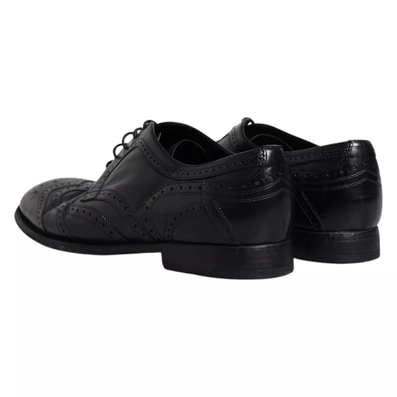 Dunkelblaue Derby-Schuhe aus Leder mit Flügelkappe