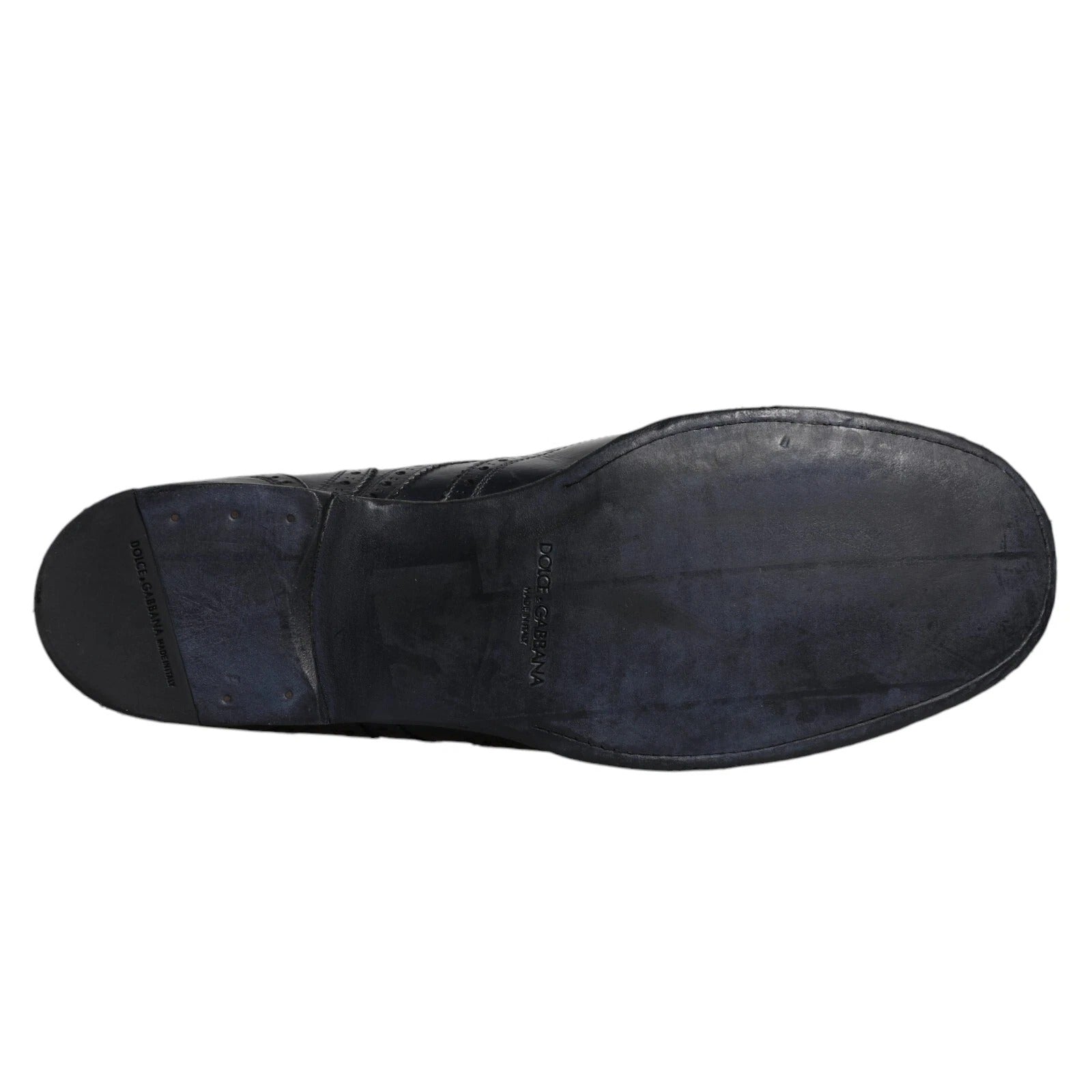 Dunkelblaue Derby-Schuhe aus Leder mit Flügelkappe