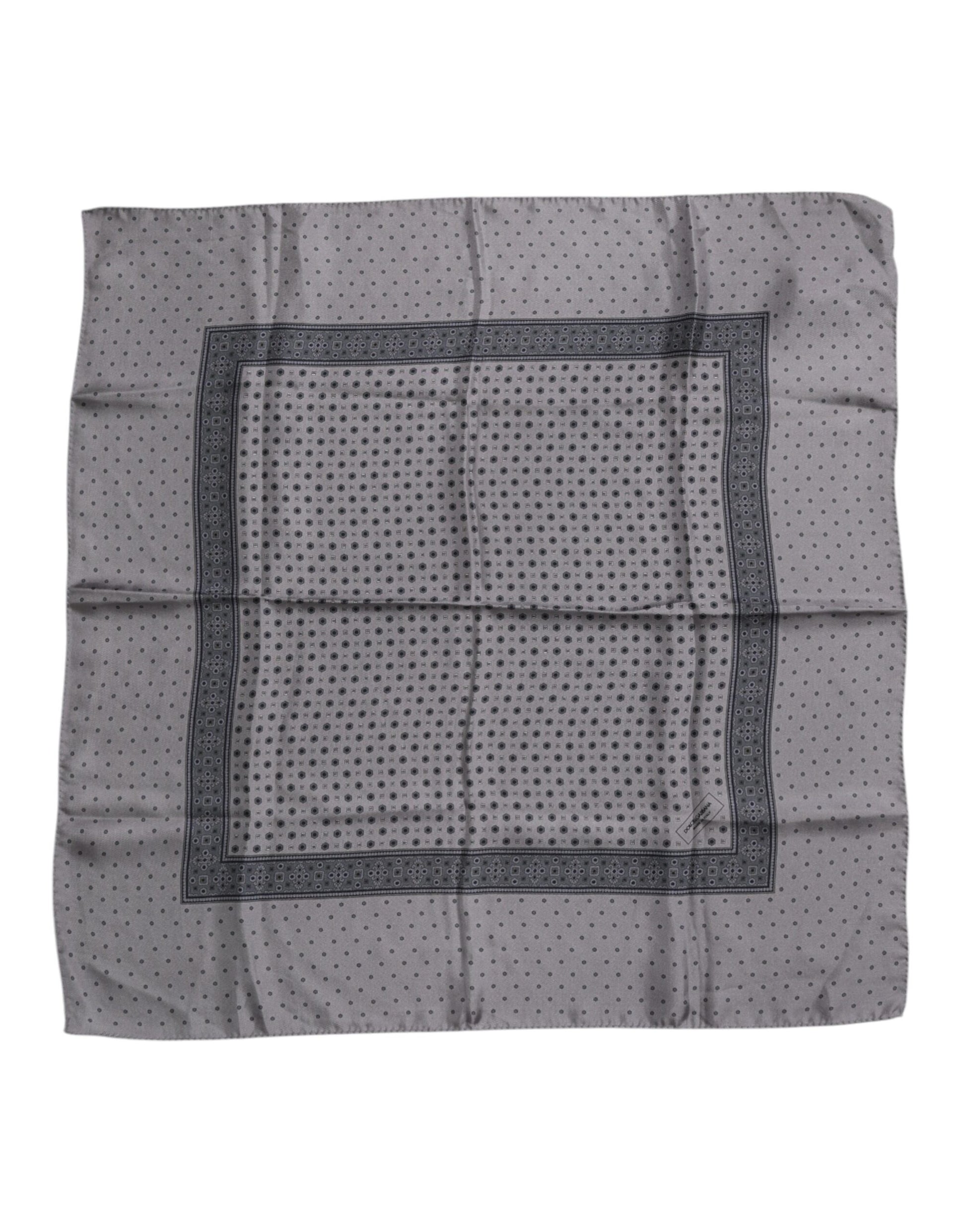 Dolce & Gabbana Gray Polka Dot Silk Square Men Foulard Scarf