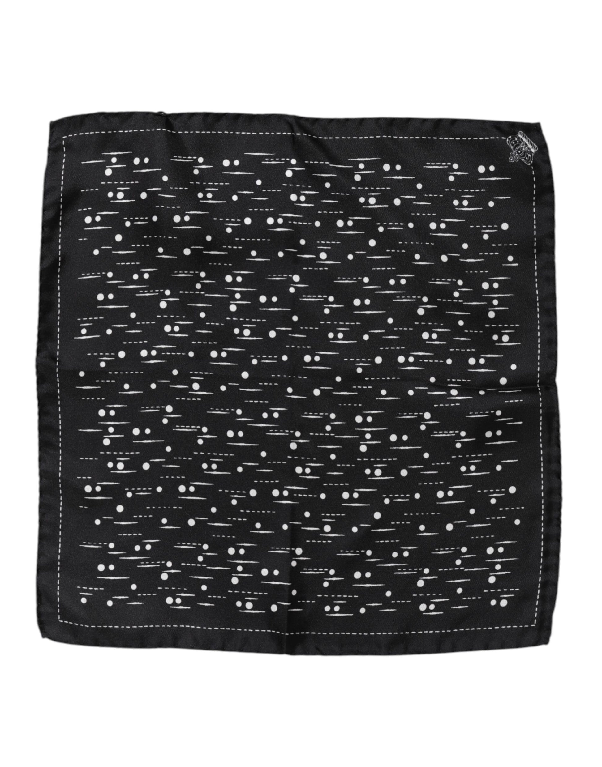 Dolce & Gabbana Black White Printed Square Men Foulard Scarf