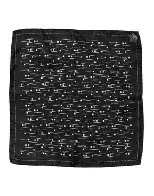 Dolce & Gabbana Black White Printed Square Men Foulard Scarf