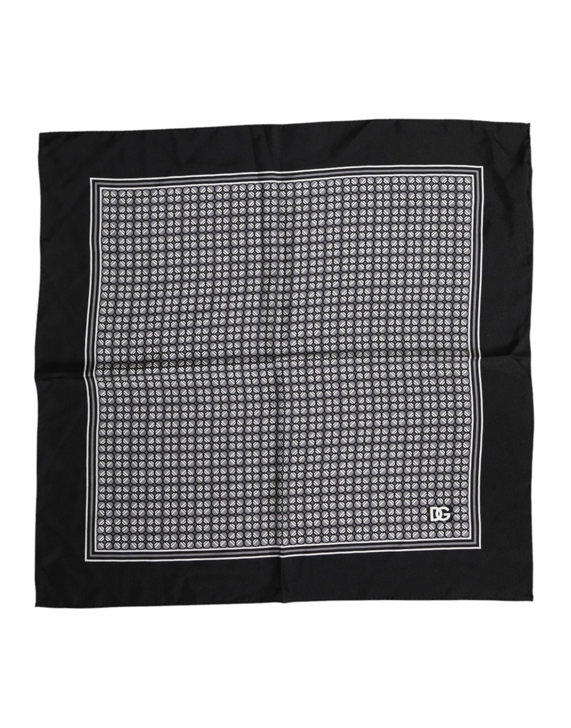 Dolce & Gabbana Black White Patterned Square Foulard Scarf