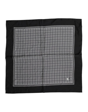 Dolce & Gabbana Black White Patterned Square Foulard Scarf