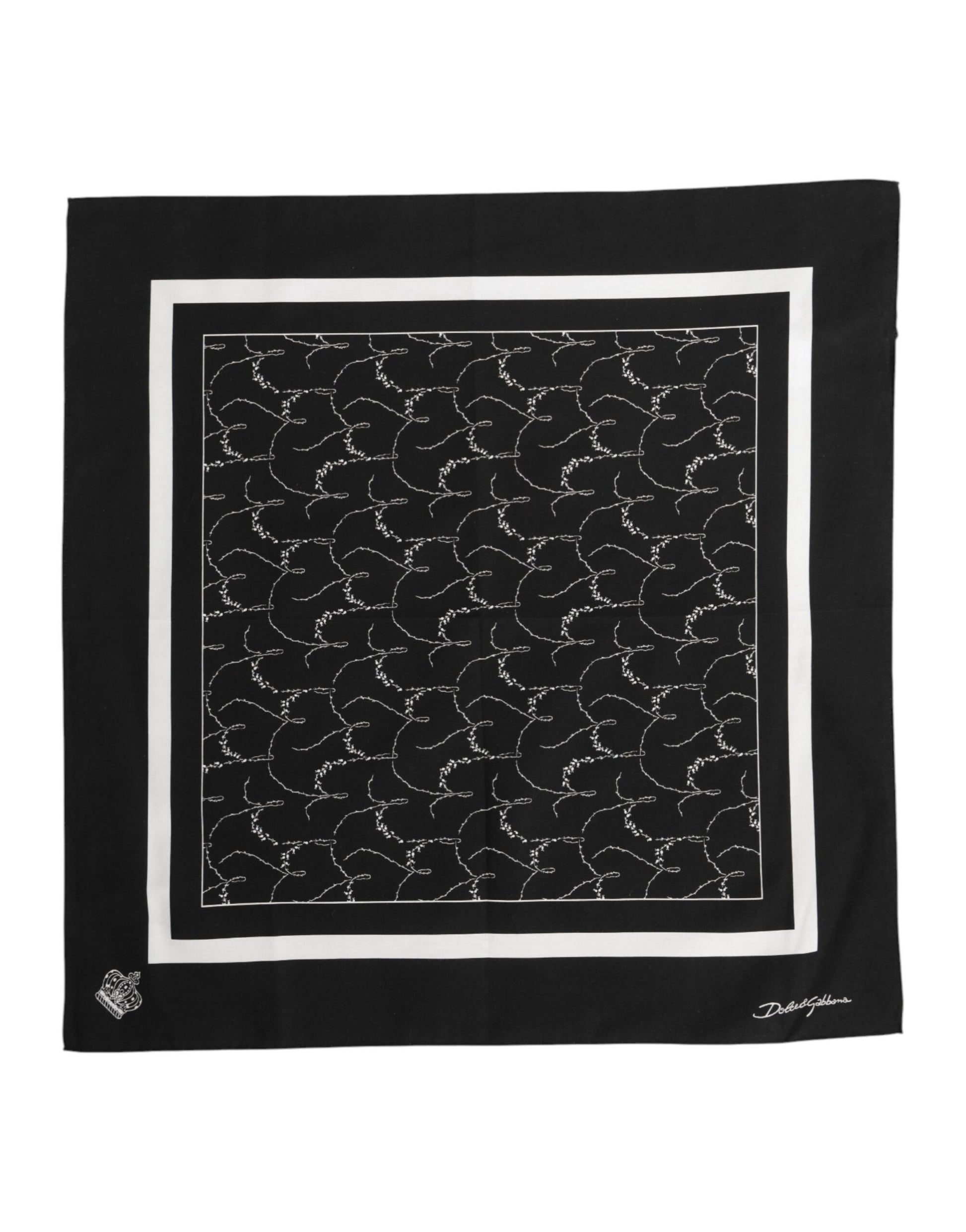 Dolce & Gabbana Black White Printed Square Foulard Scarf
