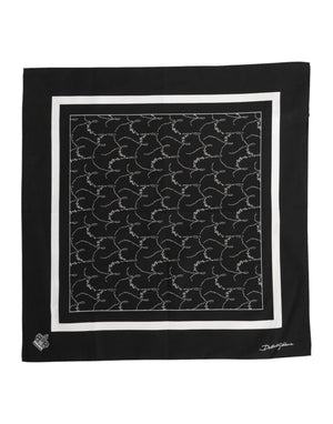Dolce & Gabbana Black White Printed Square Foulard Scarf