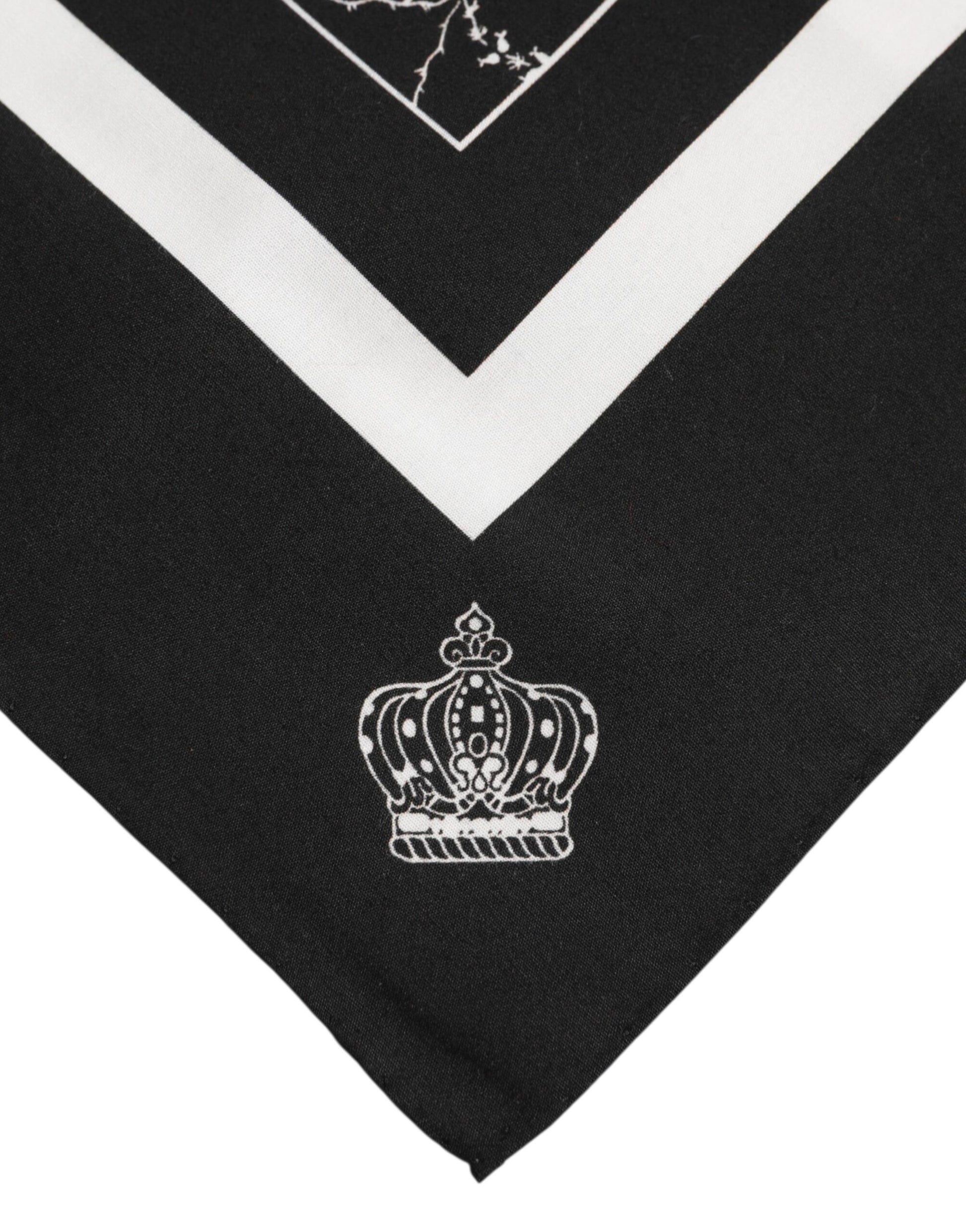 Dolce & Gabbana Black White Printed Square Foulard Scarf