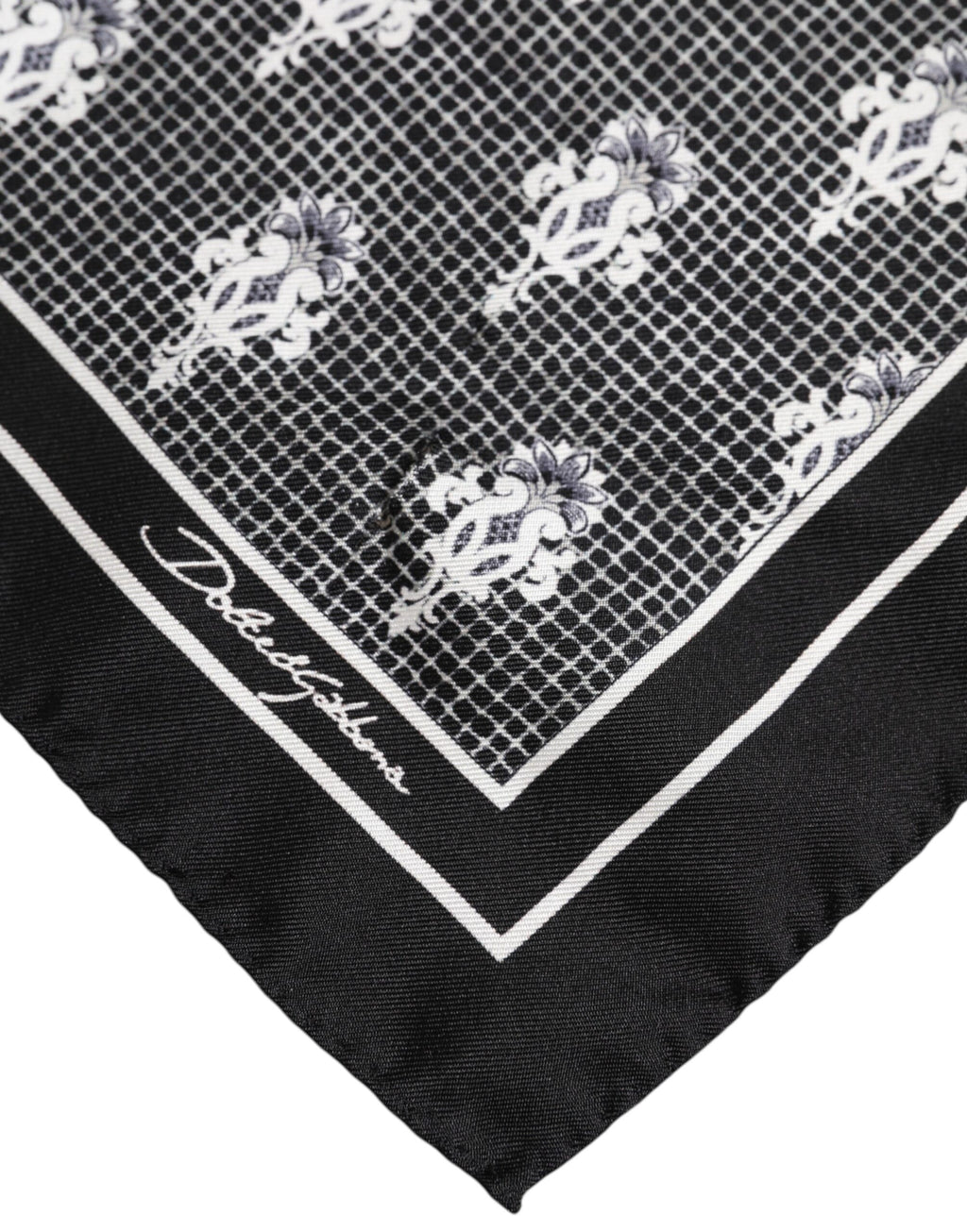 Dolce & Gabbana Black White Printed Square Foulard Scarf
