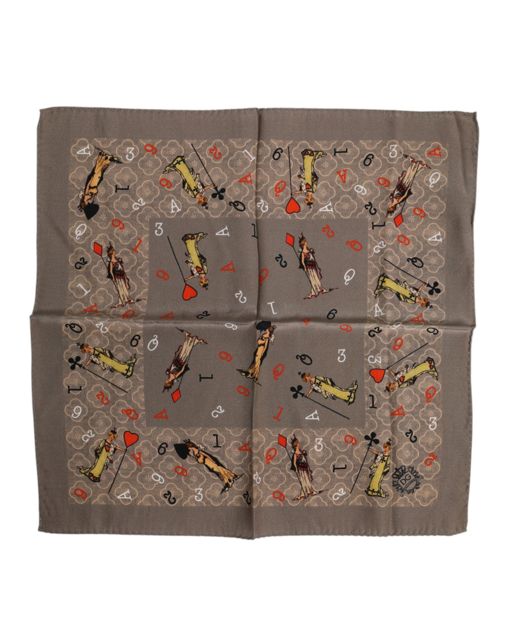 Dolce & Gabbana Brown Silk Printed Square Men Foulard Scarf