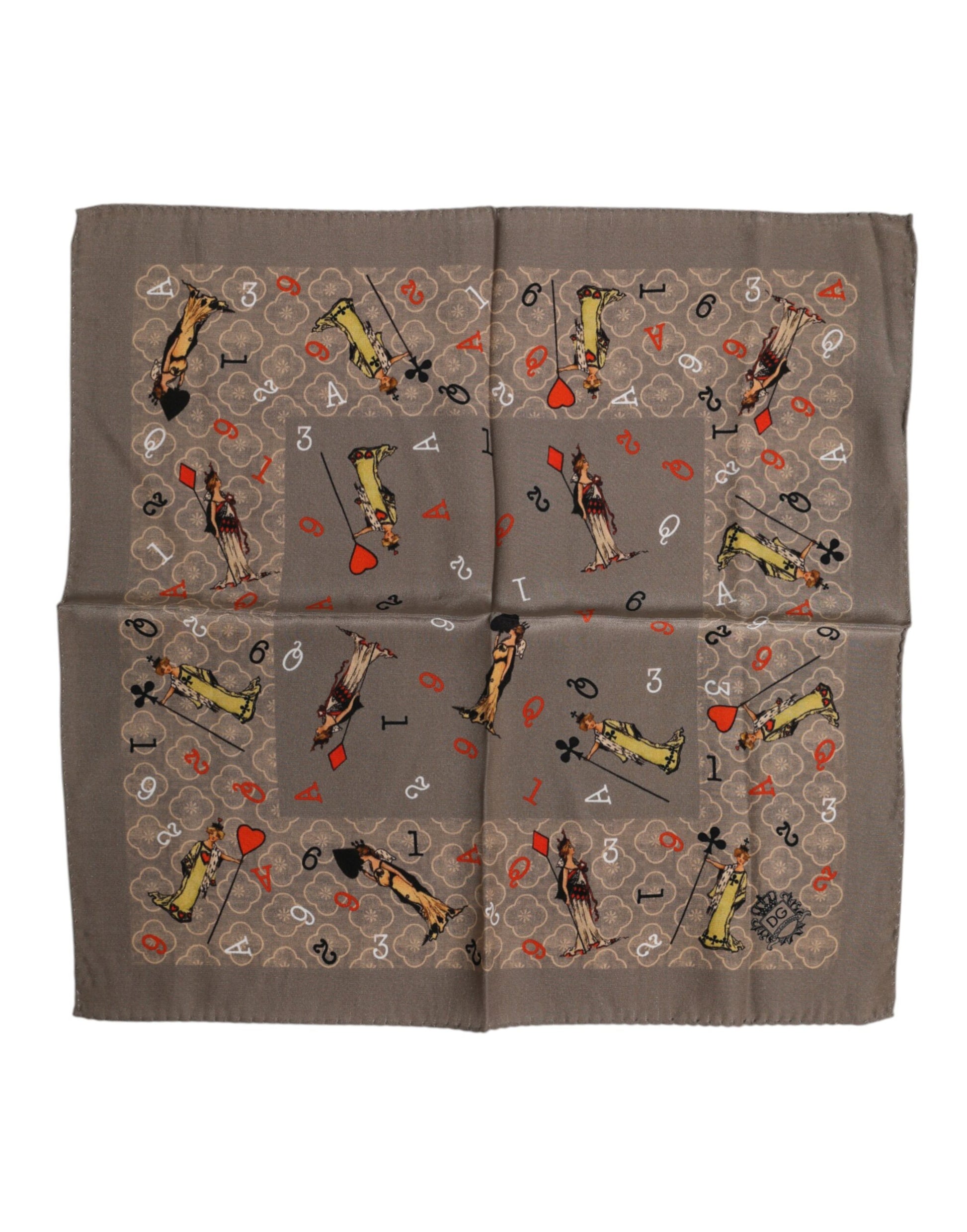 Dolce & Gabbana Brown Silk Printed Square Men Foulard Scarf