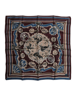 Multicolor Printed Silk Square Foulard Scarf